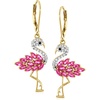 image:imageRossSimons 160 ct tw Pink Topaz and 40 ct tw White Zircon Flamingo Drop Earrings With Black Spinel Accents in 18kt Gold Over Sterling