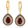 image:imageRossSimons 260 Carat Garnet and 20 ct tw Red and White Diamond Drop Earrings in 18kt Gold Over Sterling