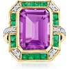 image:imageRossSimons 700 Carat Amethyst 80 ct tw Emerald and 20 ct tw Diamond Ring in 14kt Yellow GoldAmethyst
