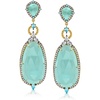 image:imageRossSimons Aqua Chalcedony and 260 ct tw Blue and White Topaz Drop Earrings in 18kt Gold Over Sterling