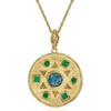 image:imageRossSimons Black Opal and Green Agate Sun Medallion Pendant Necklace in 18kt Gold Over Sterling