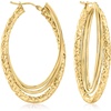 image:imageRossSimons Italian 10kt Yellow Gold DiamondCut and Polished TripleHoop Earrings