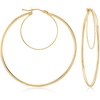 image:imageRossSimons Italian 10kt Yellow Gold Textured and Polished DoubleHoop Earrings