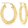 image:imageRossSimons Italian 10kt Yellow Gold Textured and Polished Oval Hoop Earrings