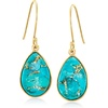 image:imageRossSimons Turquoise Drop Earrings in 10kt Yellow Gold