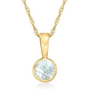 image:imagePure Collection by RossSimons 020 Carat Aquamarine Pendant Necklace in 14kt Yellow GoldAquamarine