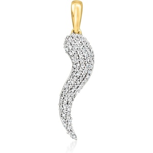 image:imageRossSimons 015 ct tw Diamond Italian Horn Pendant in 10kt Yellow Gold