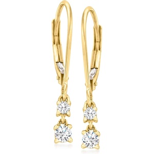image:imageRossSimons 020 ct tw Diamond 2Stone Drop Earrings in 10kt Yellow Gold