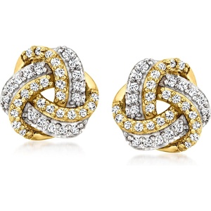 image:imageRossSimons 020 ct tw Diamond Love Knot Earrings in 10kt Yellow Gold