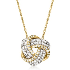image:imageRossSimons 020 ct tw Diamond Love Knot Pendant Necklace in 10kt Yellow Gold 16 inches