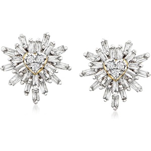 image:imageRossSimons 025 ct tw Diamond Heart Burst Earrings in 10kt Yellow Gold