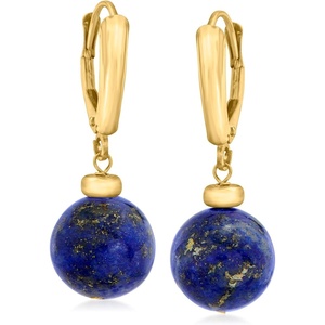 image:imageRossSimons 1011mm Lapis Bead Drop Earrings in 10kt Yellow Gold