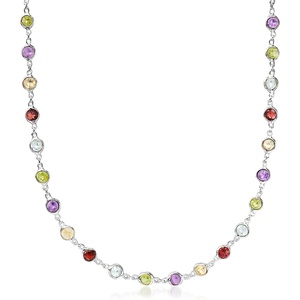 image:imageRossSimons 1020 ct tw BezelSet MultiGemstone Necklace in Sterling SilverAmethyst
