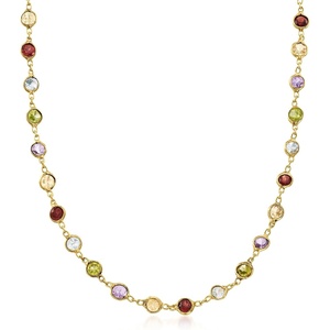 image:imageRossSimons 1030 ct tw BezelSet MultiGemstone Necklace in 18kt Gold Over SterlingAmethyst