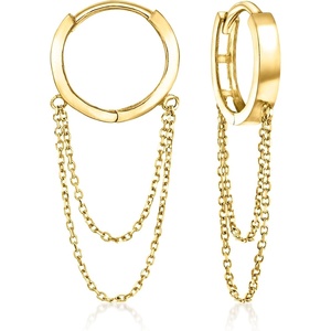image:imageRossSimons 10kt Yellow Gold CableChain Huggie Hoop Drop Earrings