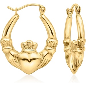 image:imageRossSimons 10kt Yellow Gold Claddagh Hoop Earrings