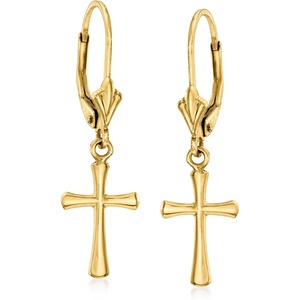 image:imageRossSimons 10kt Yellow Gold Cross Drop Earrings