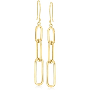 image:imageRossSimons 10kt Yellow Gold Graduated Paper Clip Link Drop Earrings