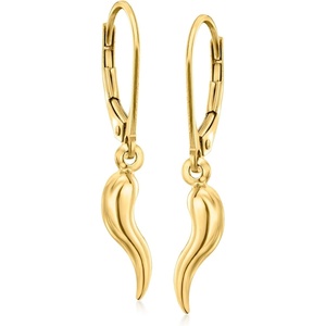 image:imageRossSimons 10kt Yellow Gold Italian Horn Drop Earrings