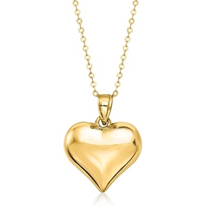 image:imageRossSimons 10kt Yellow Gold Puffed Heart Pendant NecklaceNo Gemstone