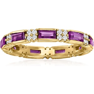 image:imageRossSimons 120 ct tw Amethyst and 40 ct tw White Zircon Eternity Band in 18kt Gold Over SterlingAmethyst