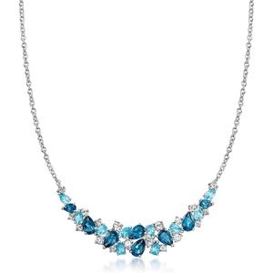 image:imageRossSimons 1225 ct tw London Swiss Blue and White Topaz Collar Necklace in Sterling SilverTopaz