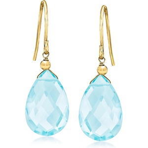image:imageRossSimons 1300 ct tw Sky Blue Topaz Drop Earrings in 10kt Yellow Gold