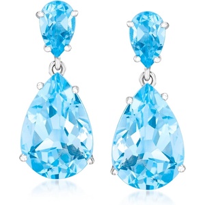 image:imageRossSimons 1400 ct tw Blue Topaz Drop Earrings in Sterling Silver