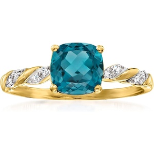 image:imageRossSimons 170 Carat London Blue Topaz Ring With Diamonds in 14kt Yellow GoldTopaz