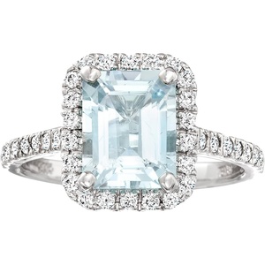 image:imageRossSimons 200 Carat Aquamarine and 40 ct tw Diamond Ring in 14kt White GoldAquamarine