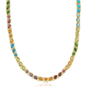 image:imageRossSimons 2170 ct tw MultiGemstone Necklace in 18kt Gold Over SterlingAmethyst