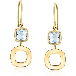 image:imageRossSimons 220 ct tw Sky Blue Topaz Geometric Drop Earrings in 10kt Yellow Gold