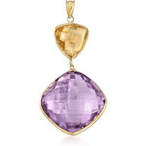 image:imageRossSimons 2500 Carat Amethyst and 300 Carat Citrine Pendant in 14kt Yellow Gold