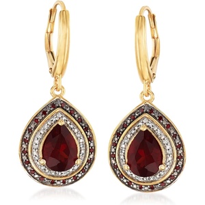 image:imageRossSimons 260 Carat Garnet and 20 ct tw Red and White Diamond Drop Earrings in 18kt Gold Over Sterling