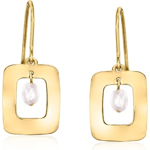 image:imageRossSimons 335mm Cultured Pearl Geometric Drop Earrings in 10kt Yellow Gold