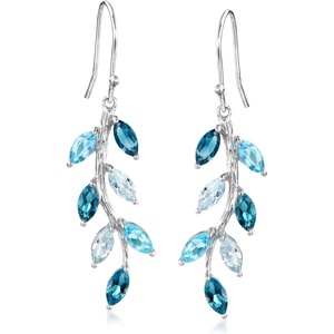 image:imageRossSimons 390 ct tw Tonal Blue Topaz Vine Drop Earrings in Sterling Silver