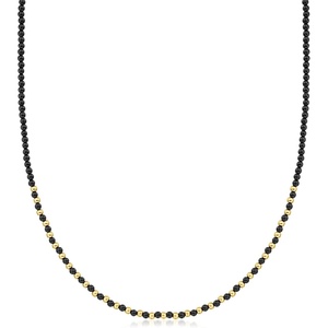 image:imageRossSimons 3mm Onyx and 10kt Yellow Gold Bead Necklace18 Inches