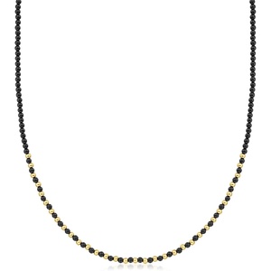 image:imageRossSimons 3mm Onyx and 10kt Yellow Gold Bead Necklace20 Inches