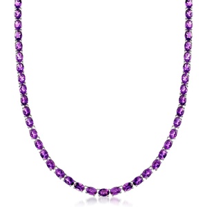 image:imageRossSimons 4000 ct tw Amethyst Tennis Necklace in Sterling SilverAmethyst