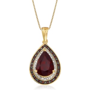 image:imageRossSimons 410 Carat Garnet and 20 ct tw Red and White Diamond Pendant Necklace in 18kt Gold Over SterlingGarnet