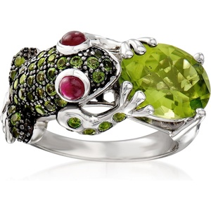 image:imageRossSimons 460 ct tw MultiGemstone Frog Ring in Sterling SilverDiopside