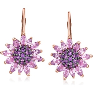 image:imageRossSimons 470 ct tw Amethyst Flower Drop Earrings in 18kt Rose Gold Over Sterling