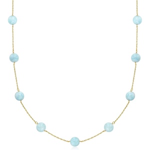 image:imageRossSimons 5000 ct tw Aquamarine Bead Station Necklace in 14kt Yellow GoldAquamarine