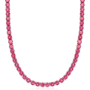image:imageRossSimons 5000 ct tw Pink Topaz Tennis Necklace in Sterling SilverTopaz