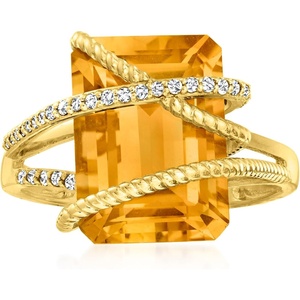 image:imageRossSimons 550 Carat Citrine and 15 ct tw Diamond Ring in 14kt Yellow GoldCitrine
