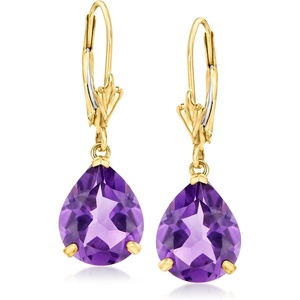image:imageRossSimons 550 ct tw PearShaped Amethyst Earrings in 14kt Yellow Gold