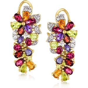 image:imageRossSimons 620 ct tw MultiGemstone Floral Drop Earrings in 18kt Gold Over Sterling