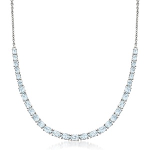 image:imageRossSimons 880 ct tw Graduated Aquamarine Necklace in Sterling SilverAquamarine