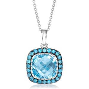image:imageRossSimons 890 ct tw Sky and London Blue Topaz Pendant Necklace in Sterling SilverTopaz