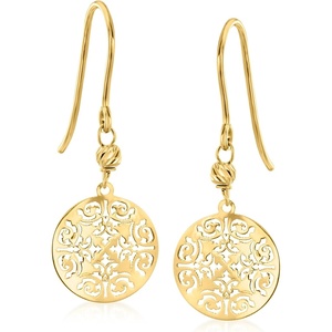 image:imageRossSimons Italian 10kt Yellow Gold Damascato Ricami Drop Earrings